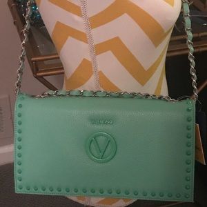 Mario Valentino mint green leather/studded bag NWT
